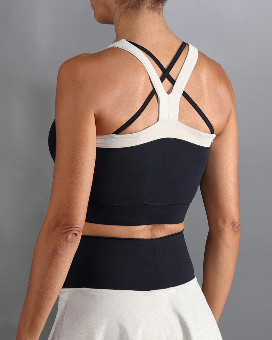 TOP SPORTIVO CROP BLACK GOLDEN